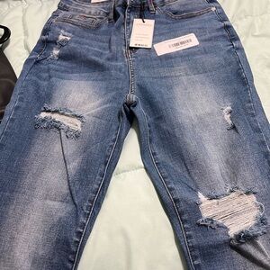 Judy Blue Ripped Skinny Jeans - Classic Blue